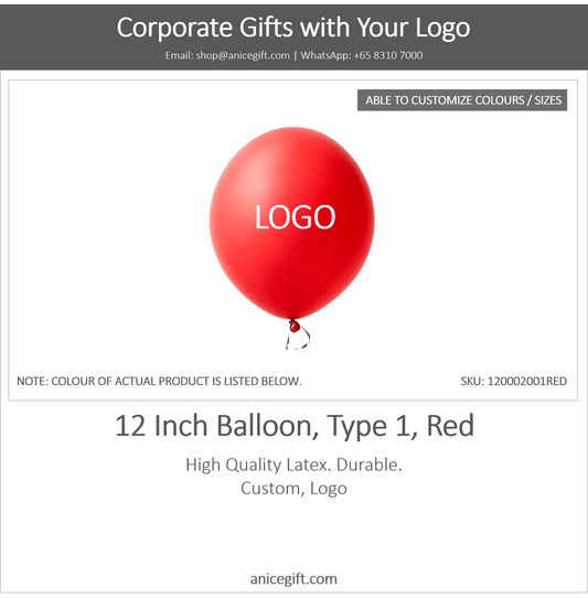 12 Inch Balloon, Type 1, Red