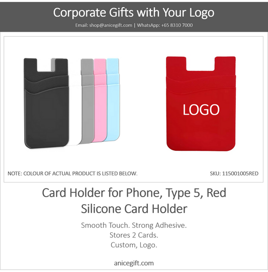 Card Holder for Phone, Type 5, Red | Silicone Card Holder