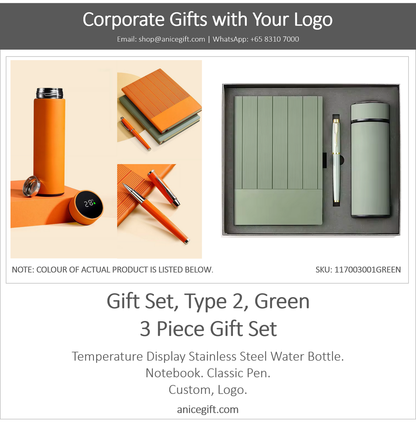 Gift Set, Type 2, Green | 3 Piece Gift Set